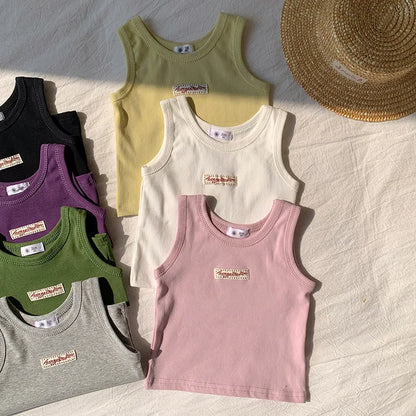 Kids Summer Clothes Sleeveless T-shirt Fashion Children T-shirt For Girls Boys Cotton Vest Tops
