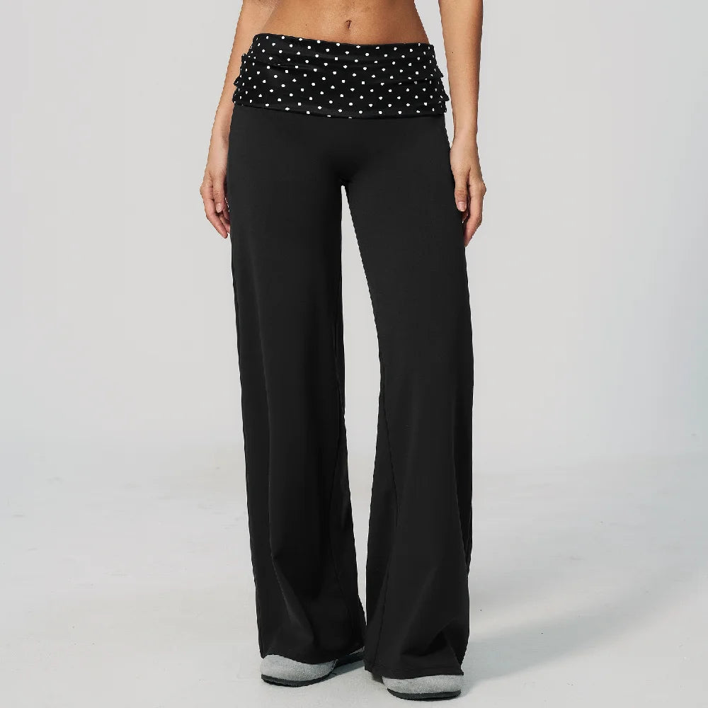 Women's Wide Leg Yoga Pants Breathable Sports Fitness Bell-bottoms High Waist Striped Yoga Pants Polka Dot Workout Flared Pants