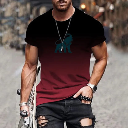 Men's 3D Printed T-Shirt - Summer Streetwear Gradient Printed Tee | Plus Size Pullover