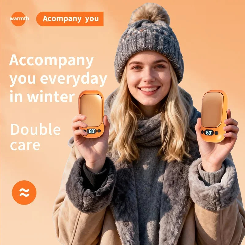 Magnetic Hand Warmer Rechargeable - 4 Colors (Orange/Pink/White/Black) Fast Heating 2-in-1 Pocket Heater for Winter Outdoor