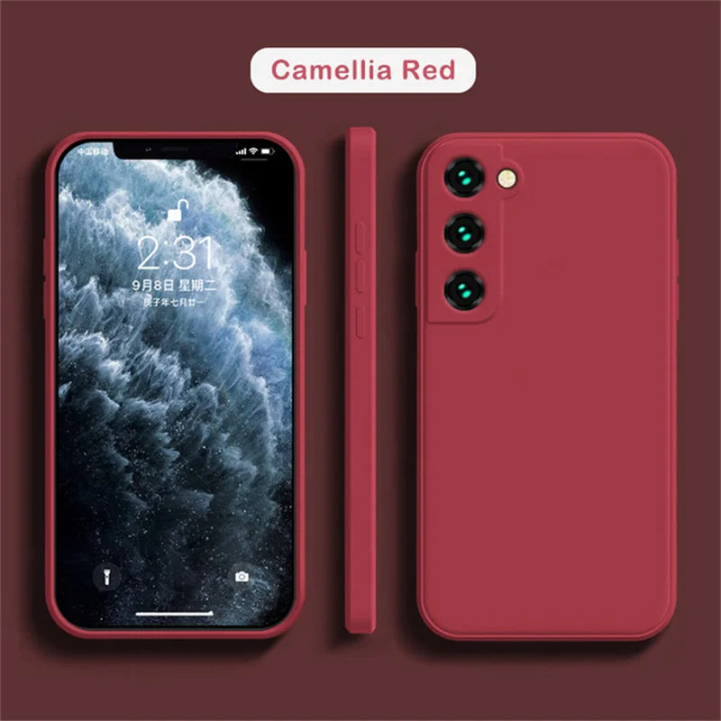 Official Silicon Phone Case For Samsung Galaxy S25 S24 S23 S22 S26 S21 Ultra FE Plus A15 A25 A16 5G Shockproof Back Cover Funda