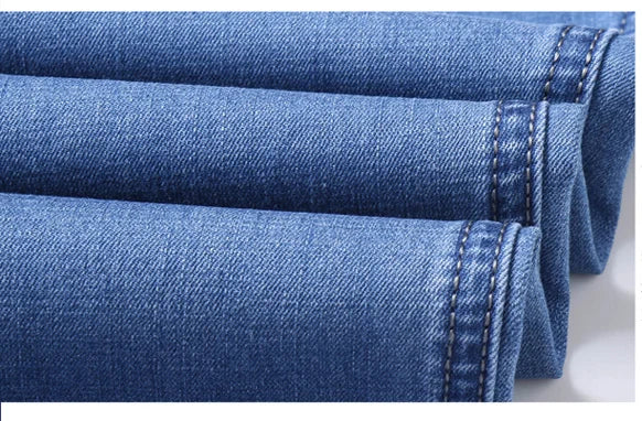 2025 Spring Summer Thin Classic Men's Business Jeans Stretch Trousers Casual Straight Denim Pants  Brand Male Clothing 28-40