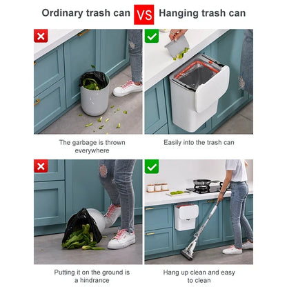 Wall Mounted Trash Can - 79L Hanging Waste Bin with Lid for Kitchen and Bathroom