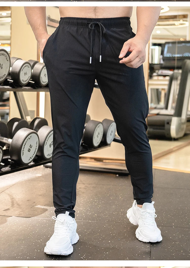 Ice Silk Sweatpants Men's Summer Ultra-thin Cooling Dry Fit Sports Pants Running Breathable Trousers Casual Fitness Leg