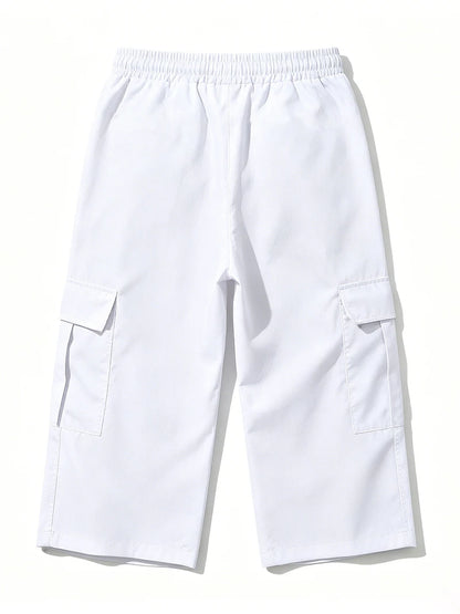 2026 New Men Multi Pocket Cargo Capri Shorts Loose Fit Daily Street Travel Outdoor Casual Drawstring Waist Cropped Short Pants
