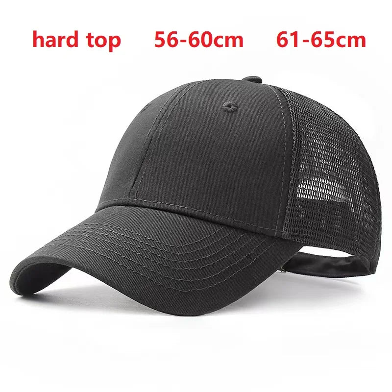 Big Head Man Large Size Mesh Baseball Hats Outdoors Plus Size Sport Caps Dad Oversize Trucker Cap 56-61cm 62-66cm