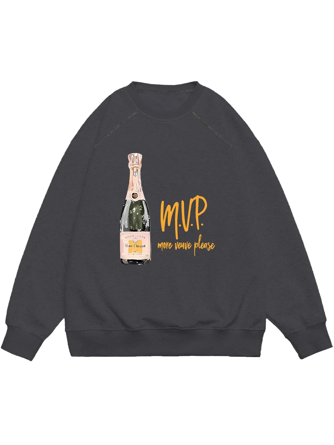 Women's round-neck long-sleeved pullover with shoulder straps. Please send me more in champagne color with prints.