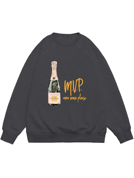 Women's round-neck long-sleeved pullover with shoulder straps. Please send me more in champagne color with prints.
