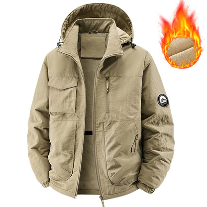 Men Winter Parka - Quilted Waterproof Jacket With Detachable Hood & Warm Fleece Lining