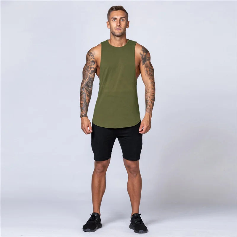 Men Cotton Sleeveless Shirt Casual Gym Tank Top Man Quick Dry Fitness Basketball Vest Bodybuilding Running t-Shirt Man Clothing