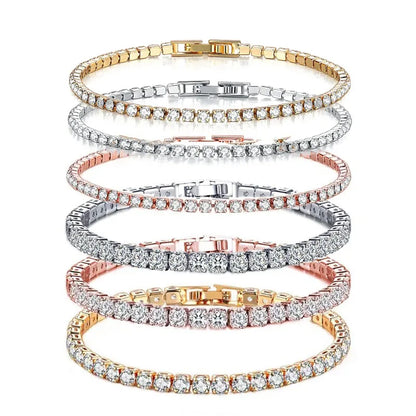 925 Sterling Silver Rose Gold Tennis Bracelet Sparkling Crystal Cubic Zirconia Hip-Hop Luxury Women's Jewelry Surprise Gift