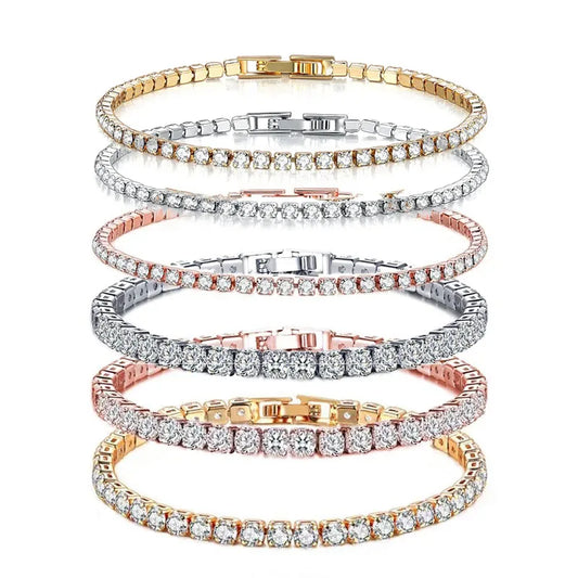 925 Sterling Silver Rose Gold Tennis Bracelet Sparkling Crystal Cubic Zirconia Hip-Hop Luxury Women's Jewelry Surprise Gift