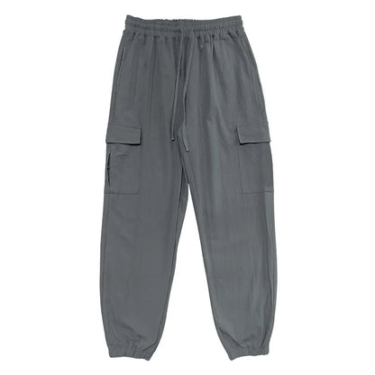 Men's Casual Cargo Pants - Cotton Linen Multi-Pocket Ankle-Length Trousers