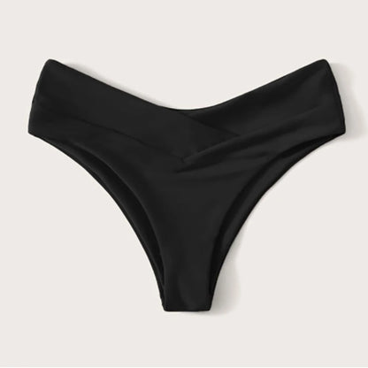 Sexy Solid Color V Cheeky Bikini Bottoms Women Triangle Thong High Waist Beach Swimwear Shorts Bathing Suit Brazilian Biquinis