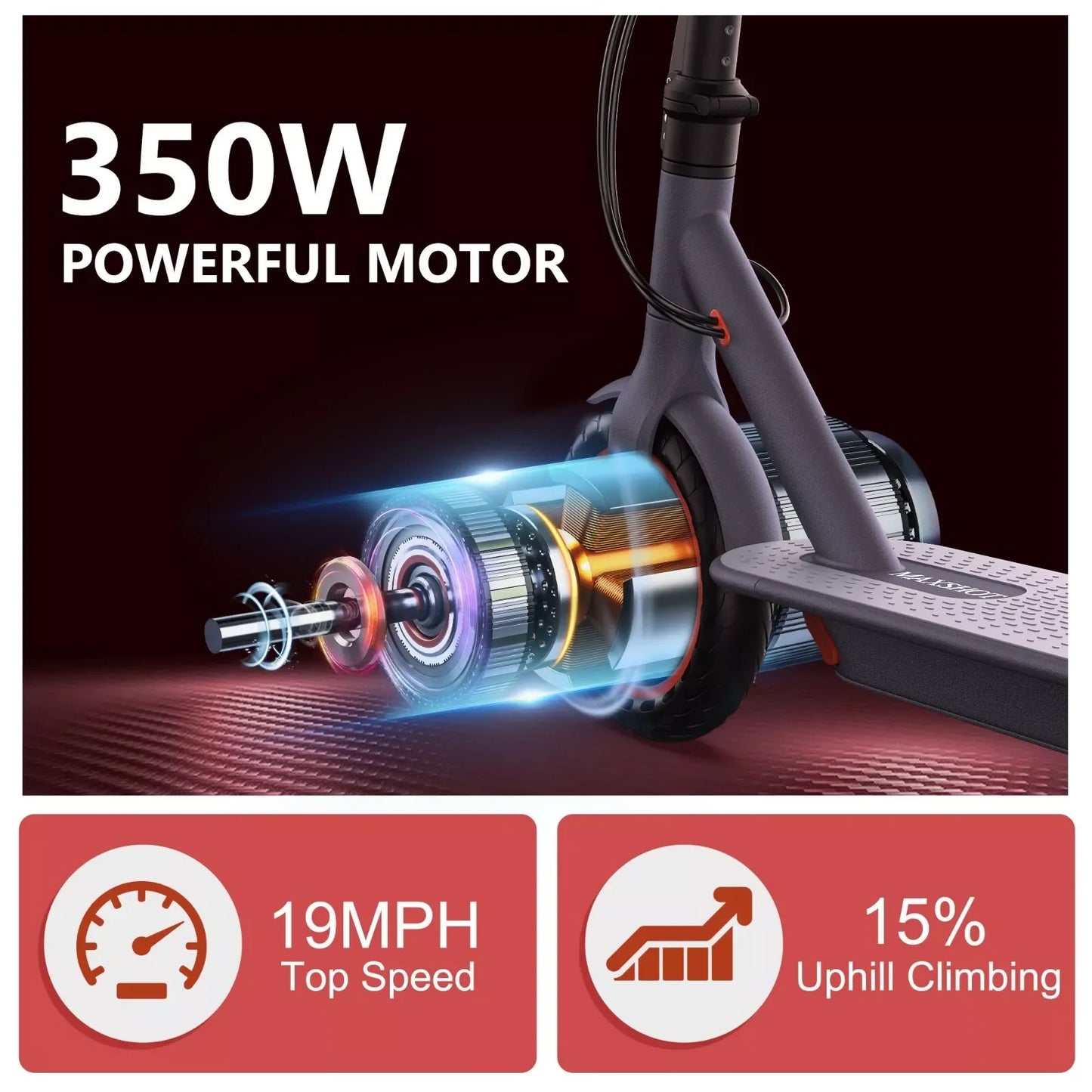 LADPED Electric Scooter 350W 19mph Max Speed Smart APP Control Scooter Shock-absorbing Anti-skid ‎8.5 inches Folding Waterproof E-Scooter