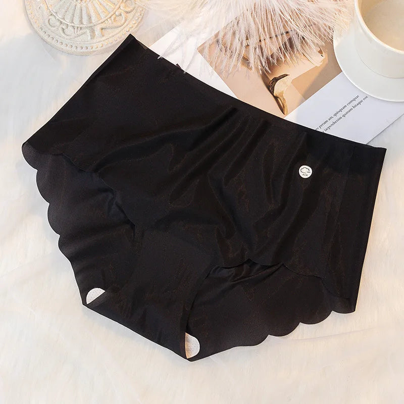3PCS Women Summer Panties Sexy Lingerie Ice Silk Quick Drying Briefs Female Seamless Solid Color Underpants Cool Panties