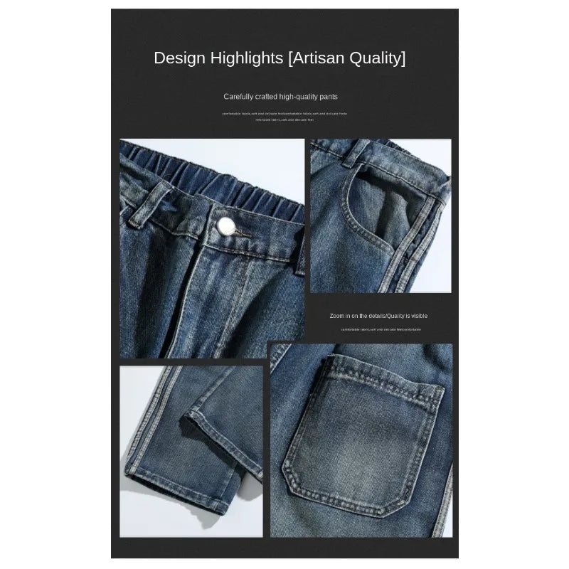 Man Pants Jeans Baggy Jeans Loose Fit Straight Leg High Street Casual Trousers For Men Spring Autumn Trendy Wide Leg