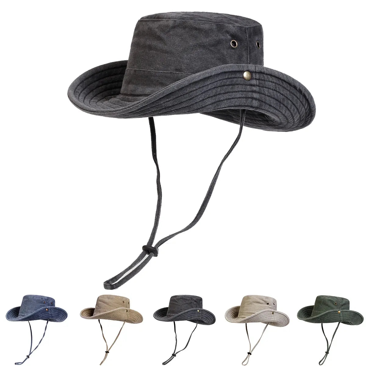 Washed Cotton Bucket Hat – Men's Wide Brim Casual Sun Hat