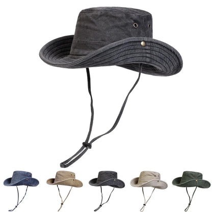 Washed Cotton Bucket Hat – Men's Wide Brim Casual Sun Hat