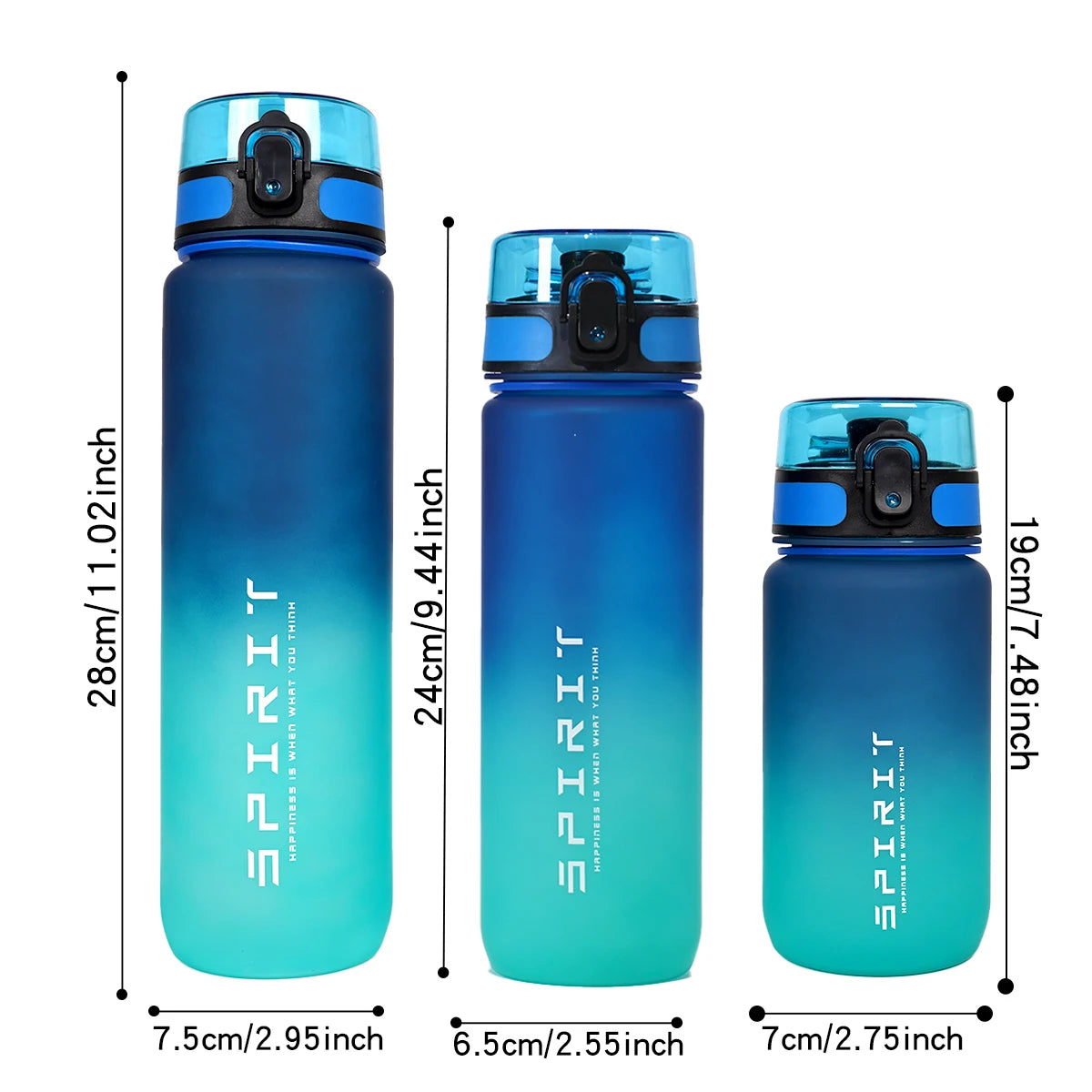 Gradient Water Bottle - Choose Your Size 1000ml/600ml/750ml - Perfect for Outdoor Camping Gym Ideal Holiday Gift for Birthday