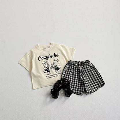2025 New Summer Clothing Short Sleeve Suit Print Cartoon T-shirt + Shorts Kids Two Piece Set Children's Clothes Casual Tracksuit