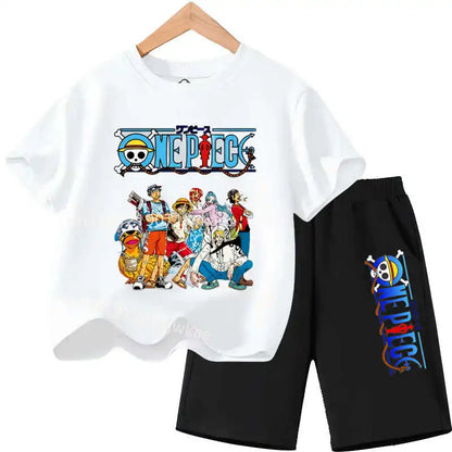 One Piece Kids Outfit Chopper Luffy Tracksuit Suit Children Summer Short Sleeve Clothes Set Anime Boy Girl T Shirt Shorts 2pcs