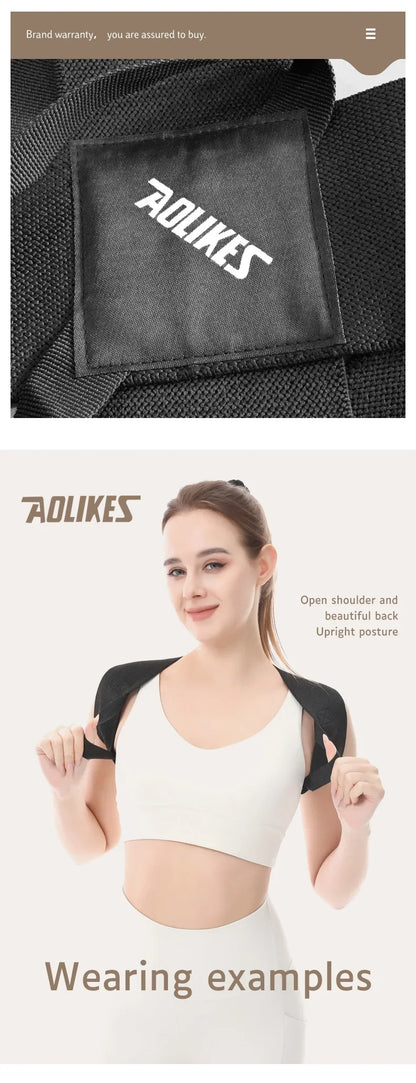 Black Durable Open Shoulder Beauty Back Traction Shoulder Strap Chest Hunchback Corrector Breathable Invisible High Elastic Belt