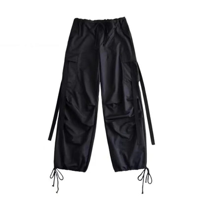 Red Cargo Pants Women Casual Joggers High Waist Loose Female Hip Hop Trousers Korean Punk Pants Funny Capri Pockets Pants Femme