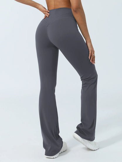 V-Cross Fitness Flare Pants Lifting Buttocks Cross Waist Yoga Sport Leggings Gym Outdoor Acticewear Workout Wide-Leg Pants