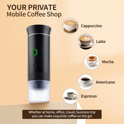 Portable Wireless Espresso Coffee Maker - 3-in-1 Travel Car Home Camping - ZOOMNSTORE