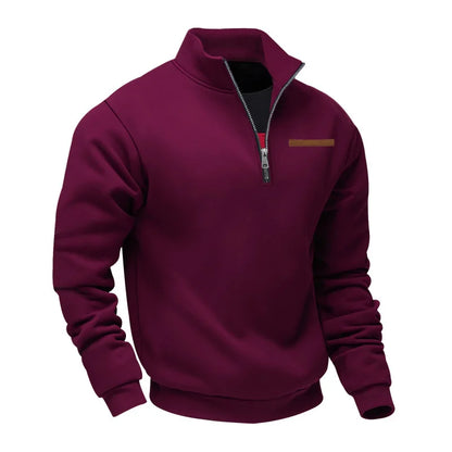 American autumn and winter heavy fleece long-sleeved men's sweater half zipper loose stand-up collar pullover men's sweater