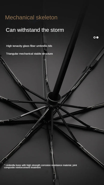 Windproof UV protection casual folding UPF50+automatic umbrella handle curved handle design, stylish design compact sun and rain