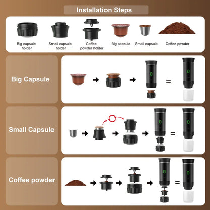 Portable Wireless Espresso Coffee Maker - 3-in-1 Travel Machine for Car  Camping - ZOOMNSTORE