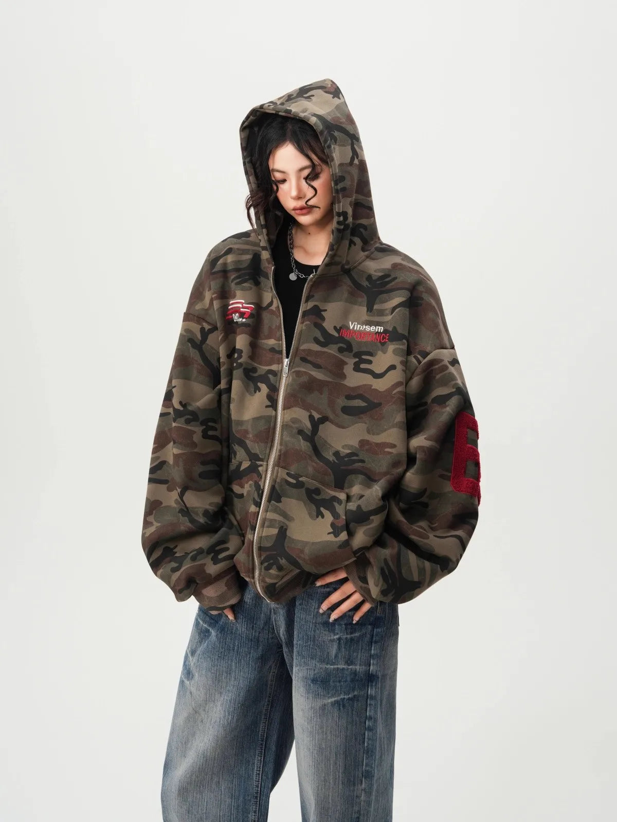 American High Street Camouflage Open Cardigan Hoodie For Men Women Spring Autumn Fashion Couple Zipper Jacket Loose Streetwear