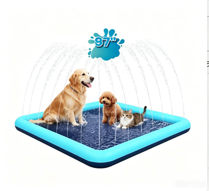 60-97'' Winter and Summer Outdoor and Indoor Dog Shower Playpool Inflatable Sprinkler Pad Pet Fountain Foldable Pad Dog Shower