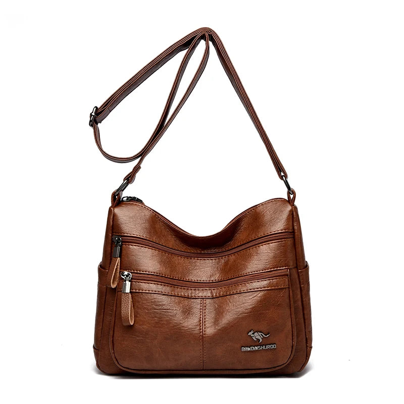Luxury Crossbody Bags - Soft Leather Handbags With Zipper Closure & Interior Pockets