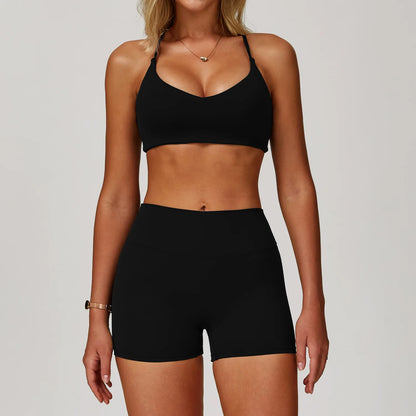 Women Yoga Sports Set - Running Fitness Outfit with Super Elastic, Breathable Gym Tracksuit