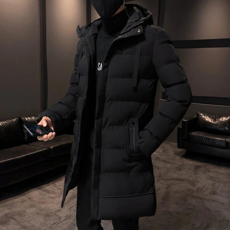 Winter new cotton jacket plus size men's Korean version casual fashion versatile warm cotton jacket medium long style