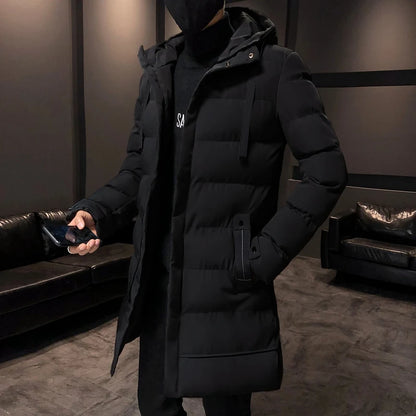 Winter new cotton jacket plus size men's Korean version casual fashion versatile warm cotton jacket medium long style