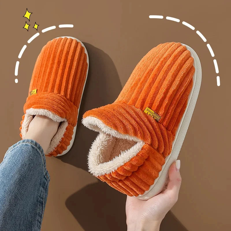 Mens Plush Indoor Slippers - Soft Fluffy Cotton House Shoes - ZOOMNSTORE