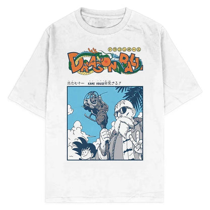 Men Streetwear Washed T Shirt Japanese Anime Dragon Ball Print T-Shirt Harajuku Cotton Casual Tshirt Summer Short Sleeve Tops