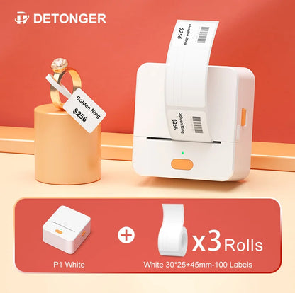 Self-adhesive Jewelry Label for DETONGER P1 Mini Portable Thermal Label Printer Wireless Inkless Logo Sticker Printer