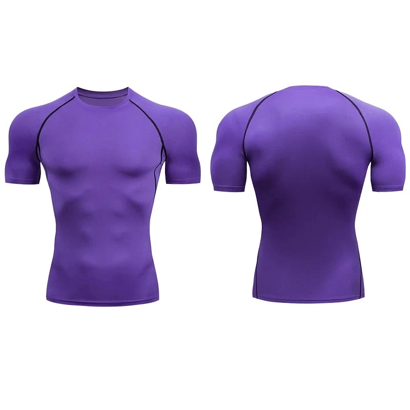 Men Compression Running T Shirt Fitness Tight Short Sleeve Tshirt Training Jogging Shirts Gym Sportswear Quick Dry