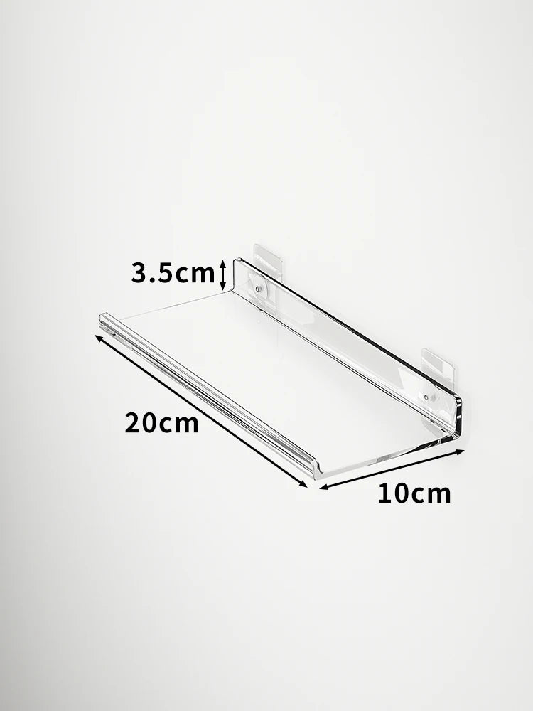 Acrylic Wall Storage Rack - No Drill Bathroom  Kitchen Organizer with Strong Adhesive