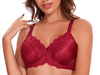 Sheroine Underwire Women Bras Lace Floral Minimizer Full Coverage Non Padded Unlined Everyday Comfort Support T-Shirt Bra
