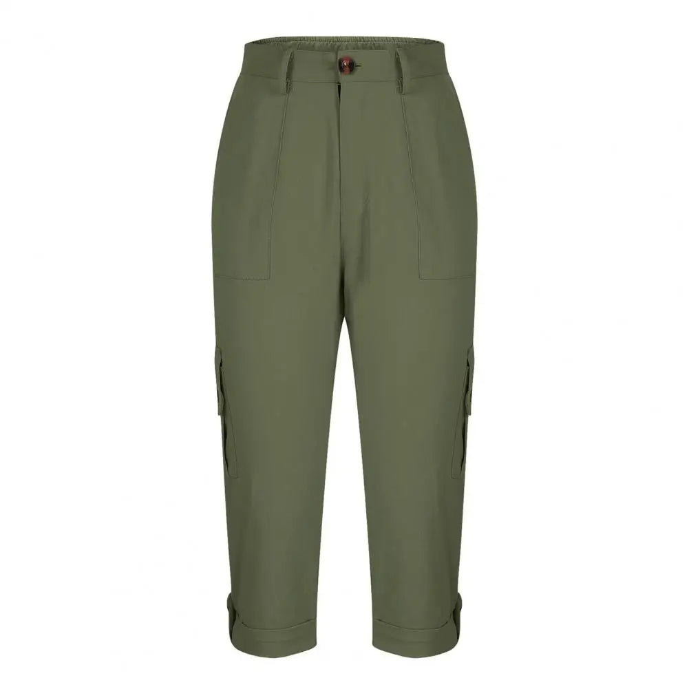 Women's Capris Joggers Mid Rise Cropped Cargo Pants Summer Quick Dry Hiking Pants with Multi Pockets Lightweight Summer Bottoms