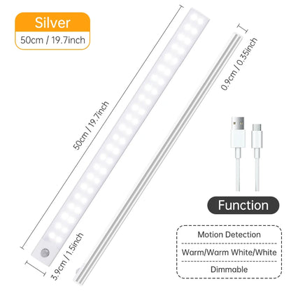 Motion Sensor Light Wireless LED Night Light USB Rechargeable Night Lamp Cabinet Wardrobe Lamp Under Backlight For Kitchen Led