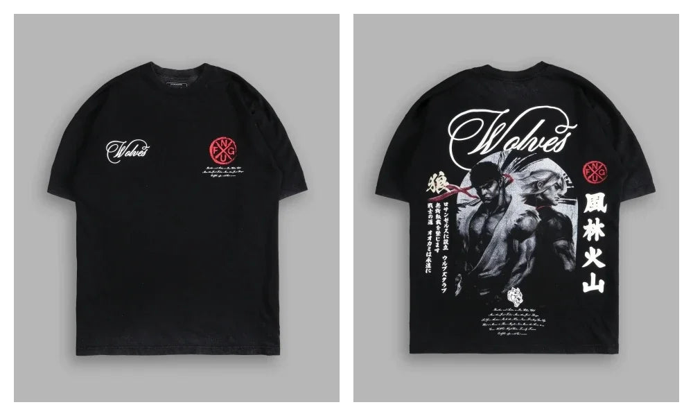 WOLVES CLUB STABILITY "PREMIUM" OVERSIZED TEE IN BLACK Summer Men's and Women's T-shirt Fashion Loose Printed Tops