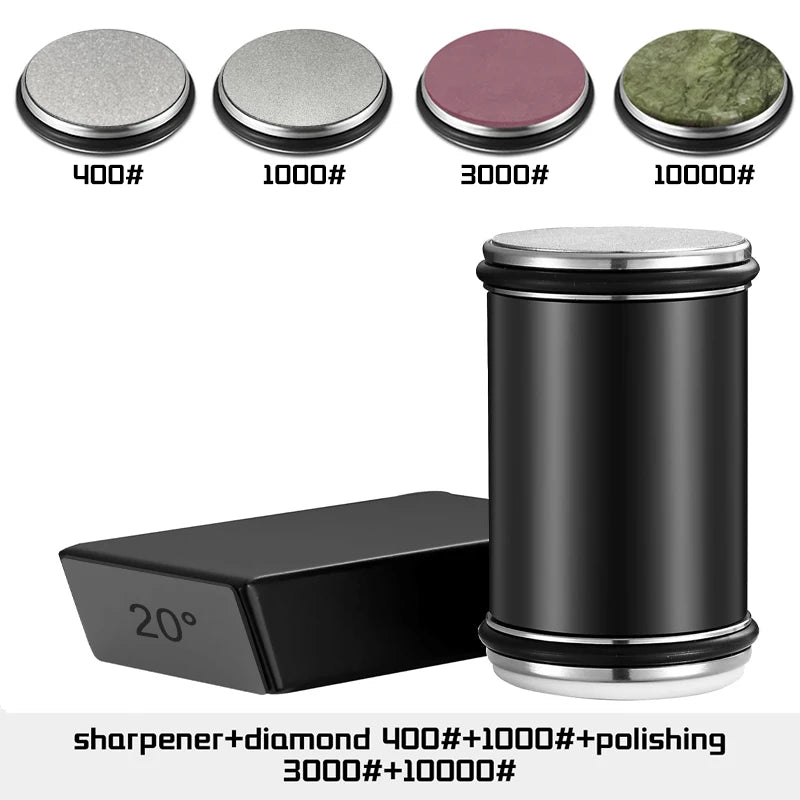 Rolling Knife Sharpener | Double Sided Diamond Sharpening Stone with Magnetic Angle