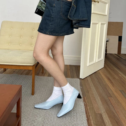 SUOJIALUN Autumn Women Pumps Shoes Fashion Shallow Slip On Ladies Eelgant Single Shoes Square High Heel Outdoor Dress Pumps